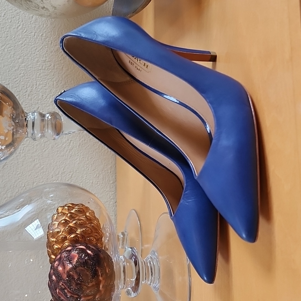 Like New! Worn once. Coach Blue Leather Heels size 6.5